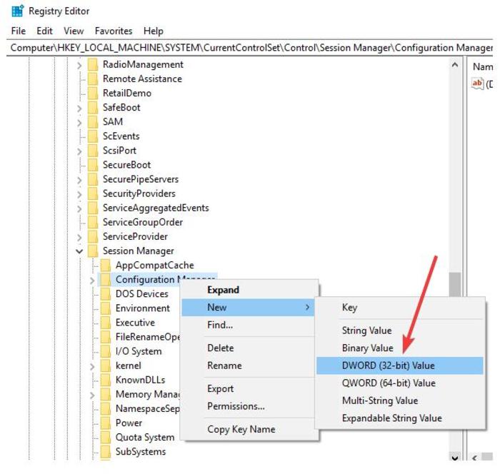 Restaurar copia de seguridad del registro Windows 10 Regedit Administrador de configuración de clave de registro Nuevo Dword