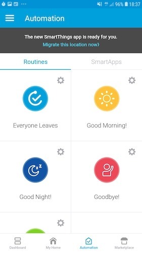 Rutina Samsung Smartthings