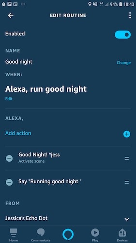 Crear una rutina de Amazon Alexa