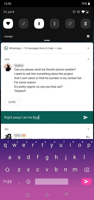 Cómo leer mensajes Whatsapp Panel de notificación de envío de respuesta invisible