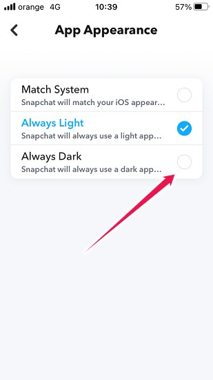 Cómo activar el modo oscuro Snapchat Ios siempre oscuro