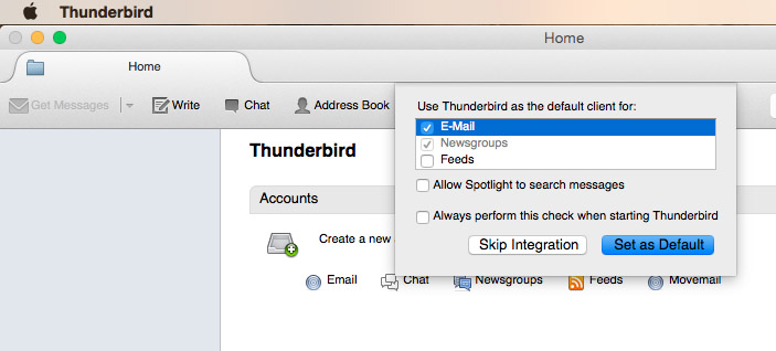 Establece Thunderbird como predeterminado.