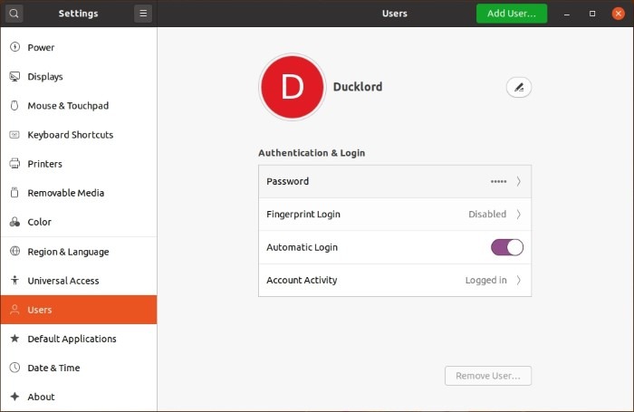 Deshabilitar la pantalla de bloqueo de Ubuntu Habilitar inicio de sesión automático