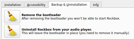 Rockbox instala dos métodos de desinstalación