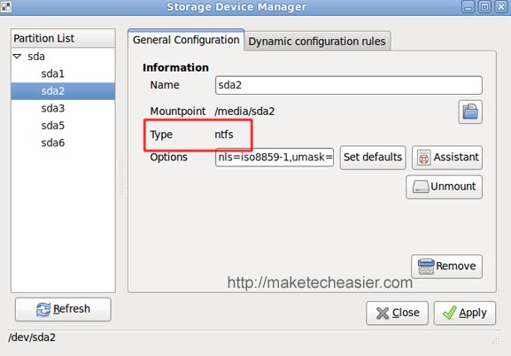 pysdm identifica el sistema de archivos