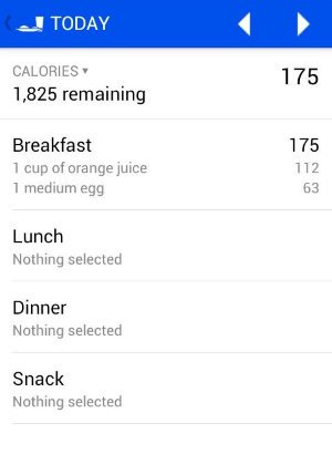 Aplicación para Android Food Journal.