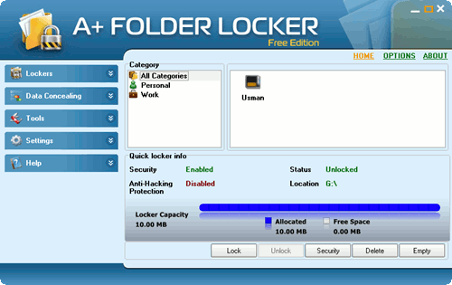 A Folder Locker principal