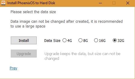 Instale el disco duro Phoenix Os 32g