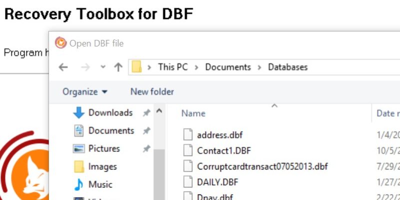 Recovery Toolbox para Dbf Review Open File