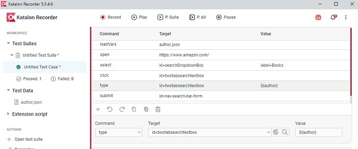 Katalon Recorder Review Navegador potente y fácil Automatización Libros Json Terminado