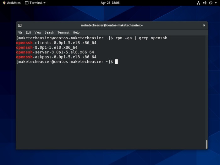 Versiones de Almalinux Centos Openssh