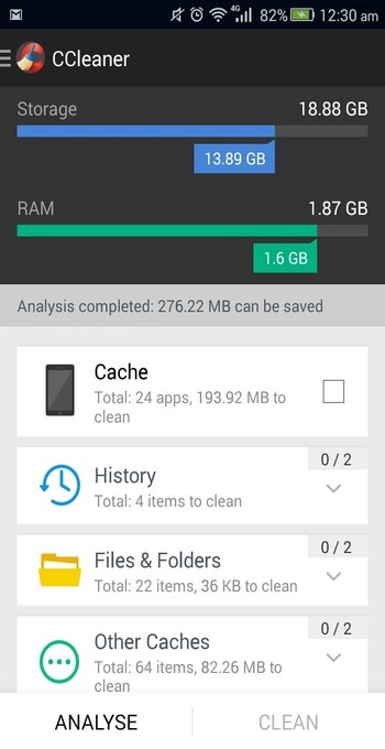 CCleaner para el análisis de Android