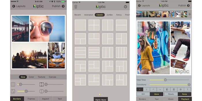 Las mejores aplicaciones de collage de fotos Iphone Diptic
