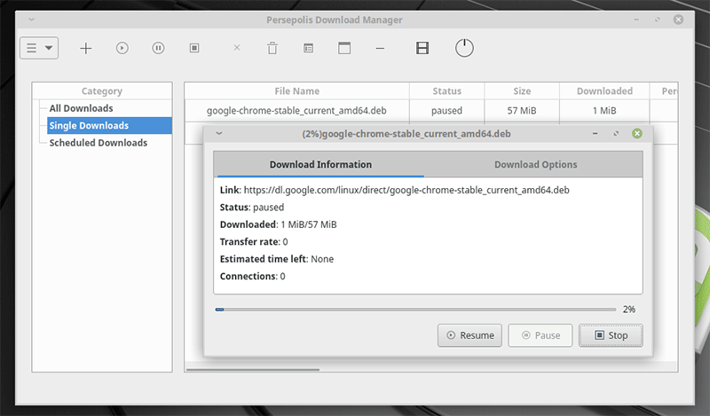 Gestores de descargas de Linux Mint Persépolis