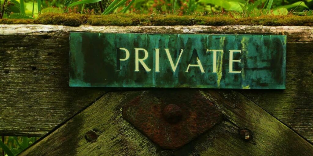 A gate showing the word "Private".