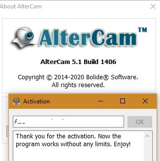 Activación de Altercam 1