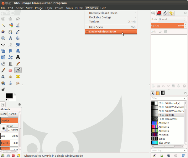 Gimp-modo-ventana-única