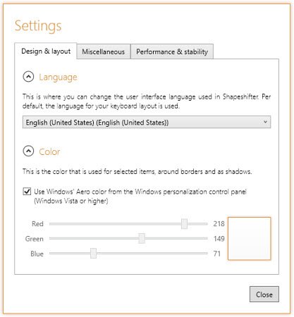 Personaliza la configuración de Shapeshifter en tu PC.