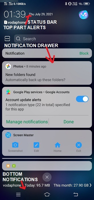 Administrar notificaciones Tipos de notificación del sistema Android