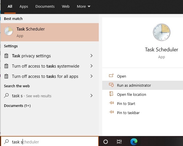 Programación Automatización de tareas Cuadro de búsqueda Taskscheduler