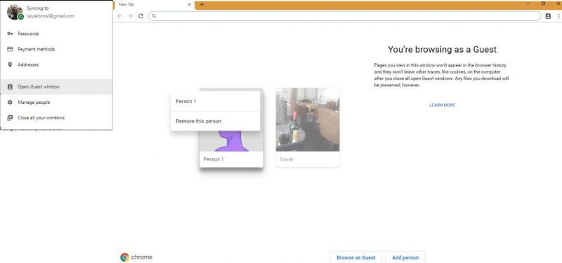 Agregar modo de invitado y personas temporales en el navegador Chrome