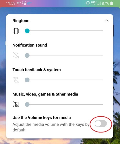 Cómo bloquear los botones de volumen solo en Android Media