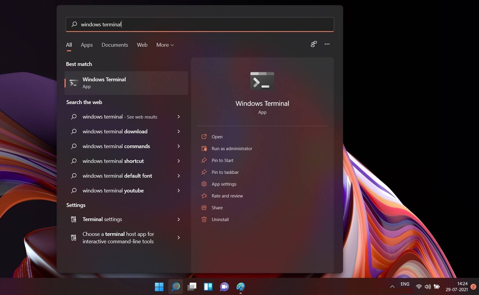 Cuadro de búsqueda de la barra de tareas de búsqueda de Windows11