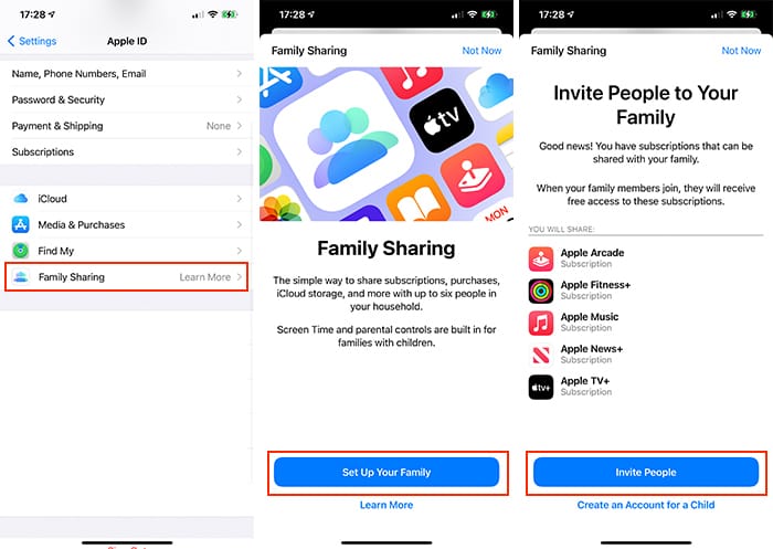 Comparta los pasos de Apple Music para compartir en familia en Iphone