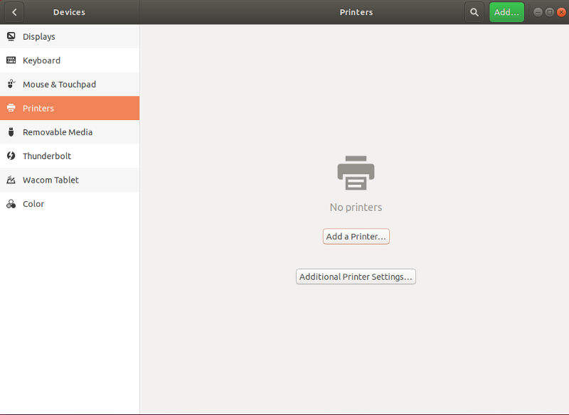 Configuración de impresión de GNOME