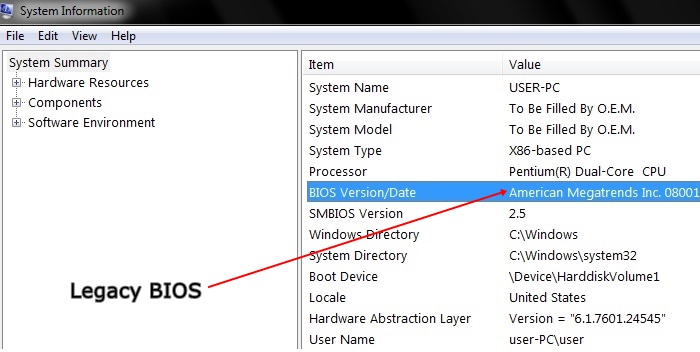 Fecha de versión de Win11 10 Uefi a Bios Bios