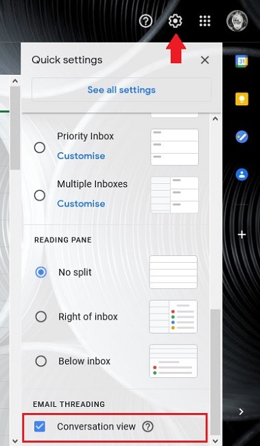 Cómo deshabilitar la configuración de vista de conversación de Gmail