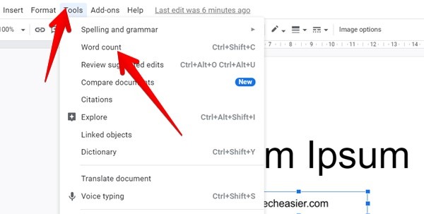 Mostrar recuento de palabras de Google Docs