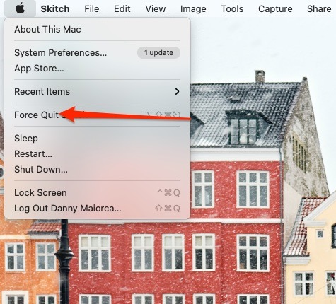 Captura de pantalla que muestra cómo forzar el cierre de aplicaciones en Mac