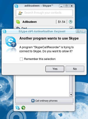 Inicio de la grabadora de llamadas de Skype