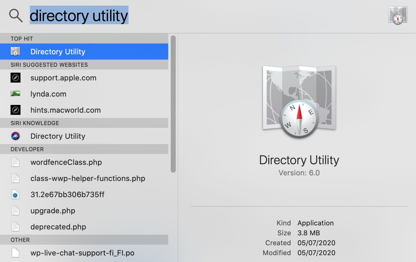 Puede habilitar la cuenta de usuario raíz a través de la aplicación Directory Utility.