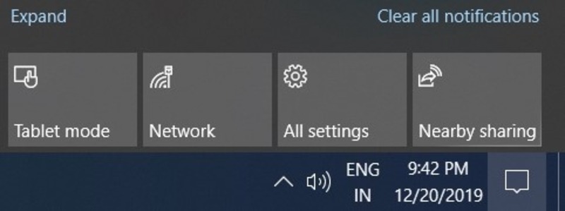 Página de notificación del teclado de Windows