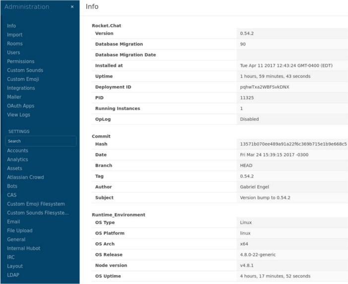 configuración de chat de cohetes