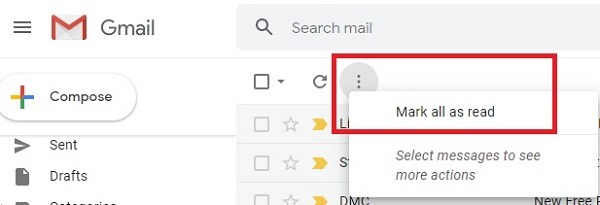 Marque todos los correos electrónicos no leídos como leídos en Gmail y elimínelos Marcar como leídos