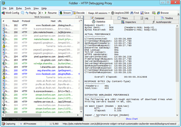 Fiddler HTTP depuración de Internet Explorer