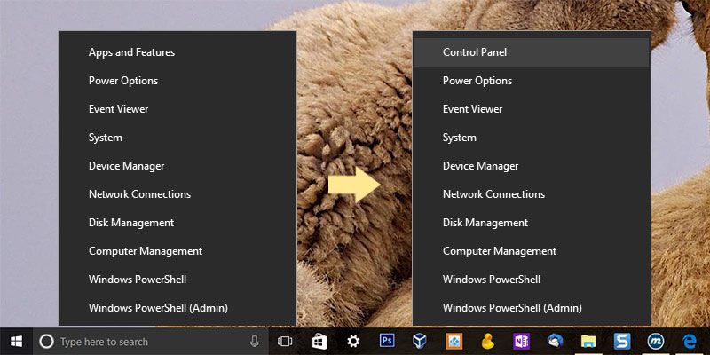 Cómo mostrar la opción del Panel de control en el menú "Win + X" de Windows 10