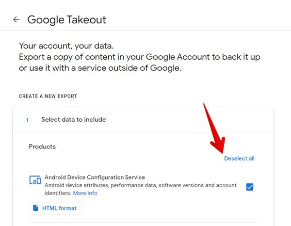 Mover Google Photos a Amazon Deseleccionar servicios