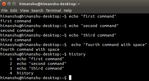 commandline-history-bash-command-space