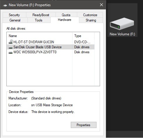 Arreglar el dispositivo de propiedades USB no formateable que funciona correctamente