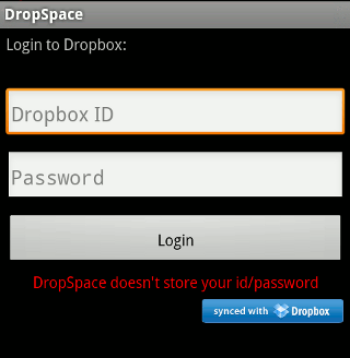 Dropspace-iniciar sesión en Dropbox