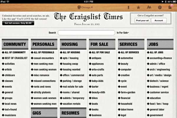 Craigslist-TimesInicio