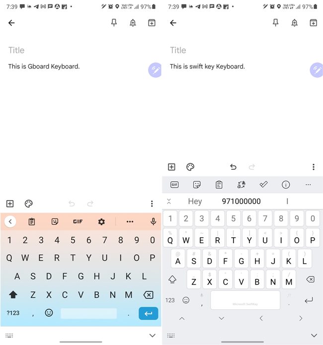 Teclado Gboard Vs Swiftkey Vs Samsung disponible