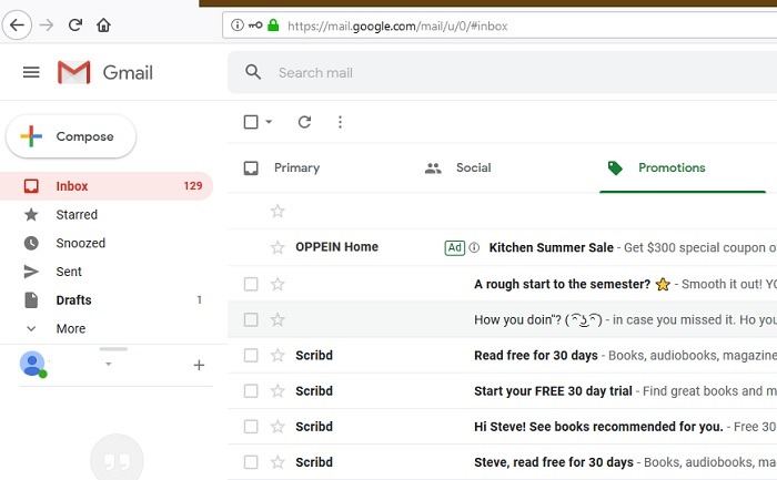 Bandeja de entrada con pestañas de Gmail