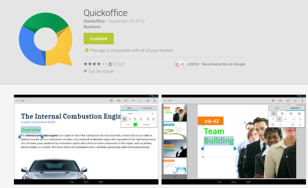 Quickoffice vs Google Drive - Tienda Quickoffice