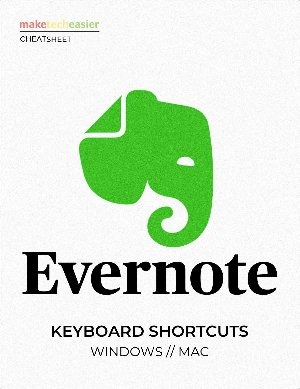 Descarga de hoja de trucos de atajos de teclado de Evernote