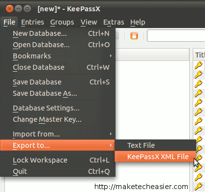 exportación de keepassx